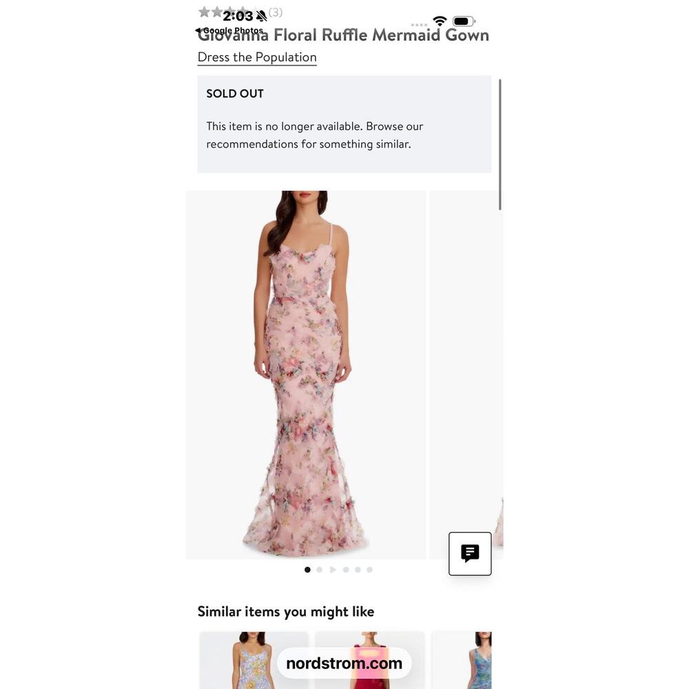 Dress The Population Giovanna Floral Ruffle Mermaid Gown Dress Pink Size XS NWT - Picture 5 of 15